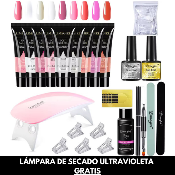 Kit de Uñas Polygel + Lámpara de secado UV GRATIS